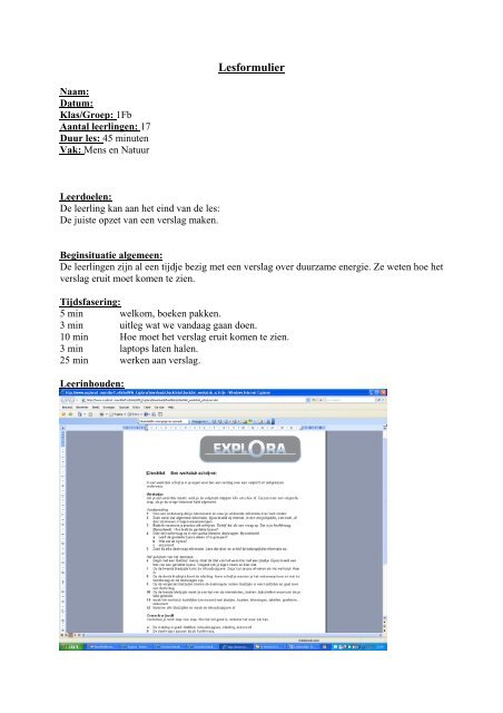 Lesformulier 3: Werkstuk maken (pdf) - Stichting Platforms VMBO