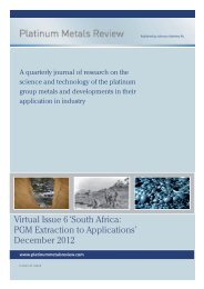 Virtual Issue 6 'South Africa: PGM Extraction to Applications ...