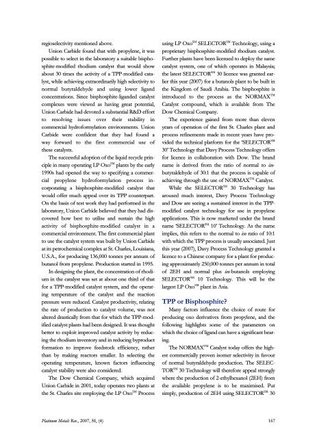 Enhancement of Industrial Hydroformylation Processes by the ...