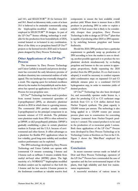 Enhancement of Industrial Hydroformylation Processes by the ...