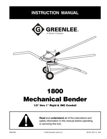 1800 Mechanical Bender - Platt Electric Supply