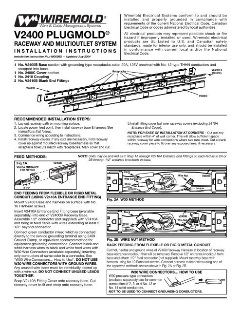 V2400 Plugmold Installation Instructions - by Legrand