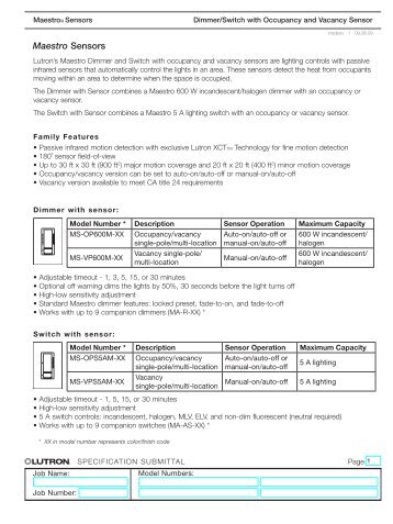 Maestro Sensors - Lutron