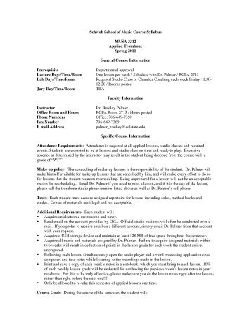 Schwob School of Music Course Syllabus MUSA 3312 Applied ...