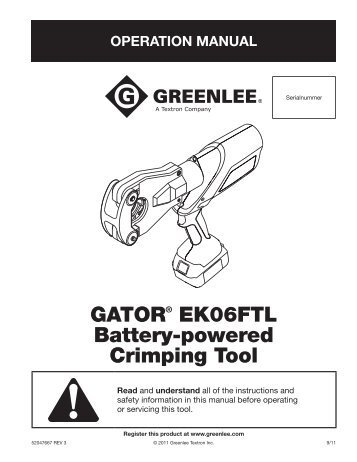 GATORÂ® EK06FTL Battery-powered Crimping Tool - Precis E ...