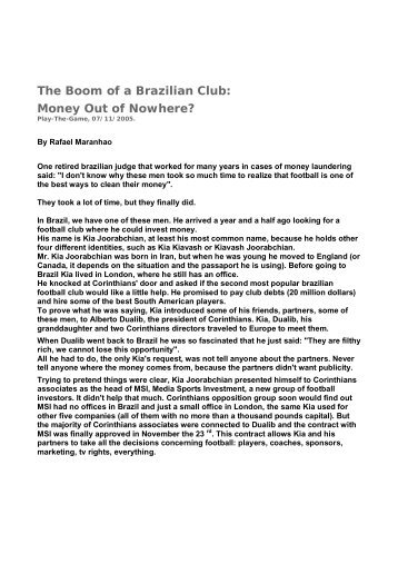 The Boom of a Brazilian Club: Money Out of ... - Play the Game