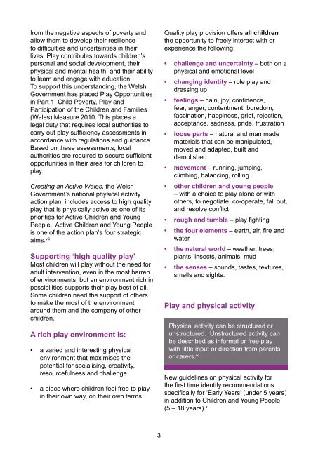 health and wellbeing information sheet - Play Wales