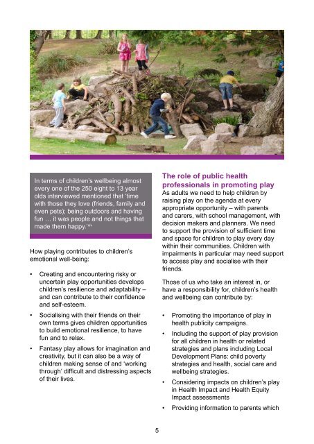 health and wellbeing information sheet - Play Wales