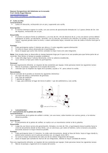 Nuevas Perspectivas del Atletismo en la escuela - Plaza de Deportes