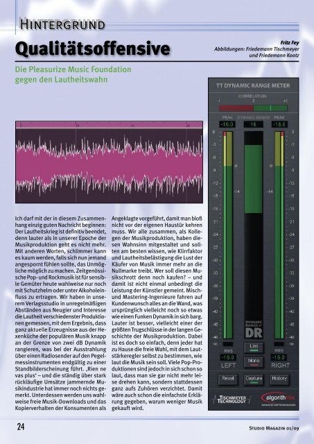 Studio Magazin Ausgabe 1/2009 - pleasurize music!