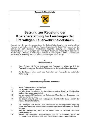 Satzung zur Regelung der Kostenerstattung fÃ¼r Leistungen der ...