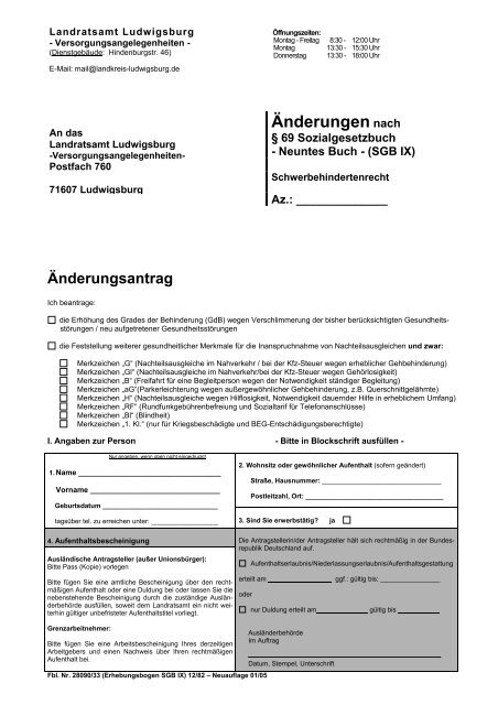 Antrag auf Neufeststellung einer Schwerbehinderung
