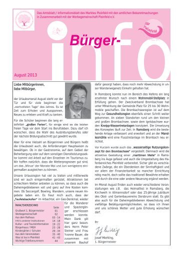 Ausgabe 08 / 2013 - Pleinfeld