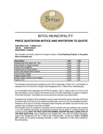 Download the adverts for details - Bitou Municipality