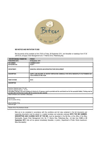 Download the advert for details - Bitou Municipality