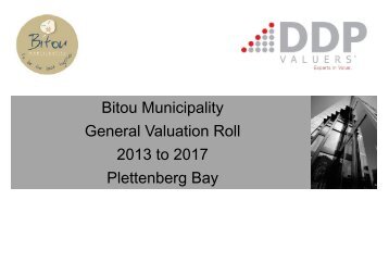 Bitou Municipality General Valuation Roll 2013 to 2017 Plettenberg ...