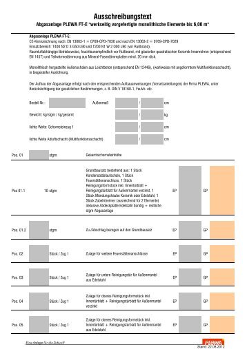 Ausschreibungstext - Plewa