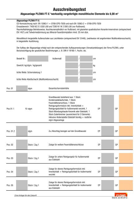 Ausschreibungstext - Plewa