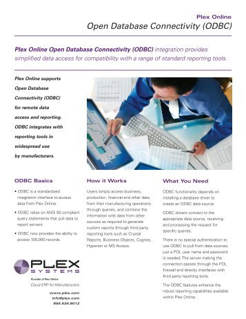 Open Database Connectivity (ODBC) - Plex Systems