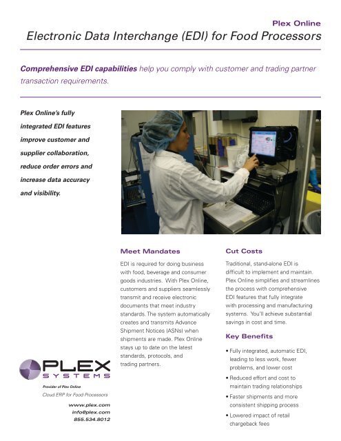 Electronic Data Interchange (EDI) for Food Processors - Plex Systems