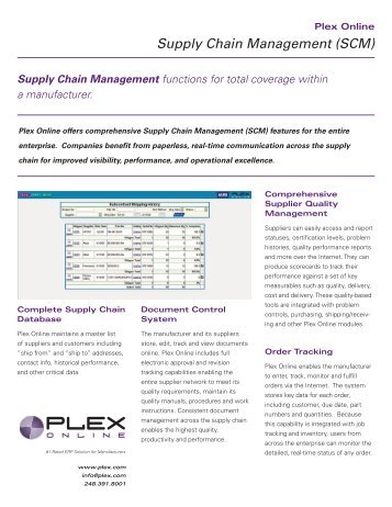 Supply Chain Management (SCM) - Plex Systems