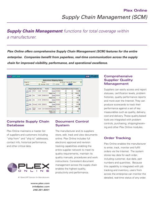 Supply Chain Management (SCM) - Plex Systems