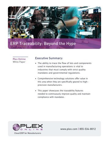 ERP Traceability: Beyond the Hype - Plex Systems