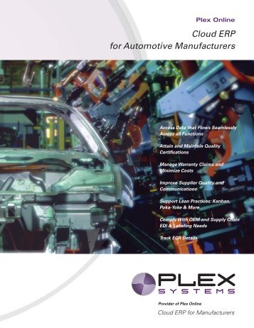 Cloud ERP for Automotive Manufacturers - Plex Systems