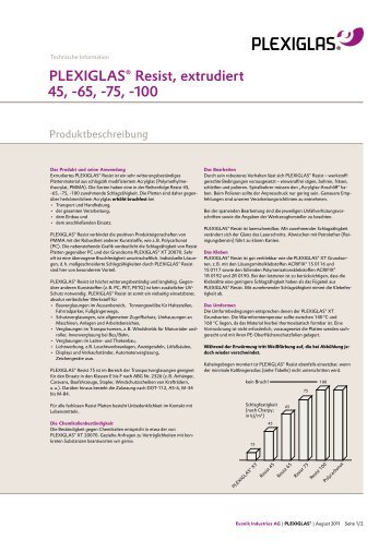 Produktbeschreibung PLEXIGLAS Â® Resist, extrudiert, 45, -65