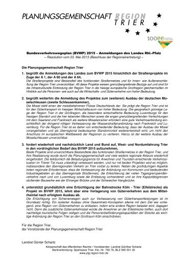 Bundesverkehrswegeplan (BVWP) 2015 – Anmeldungen des ...