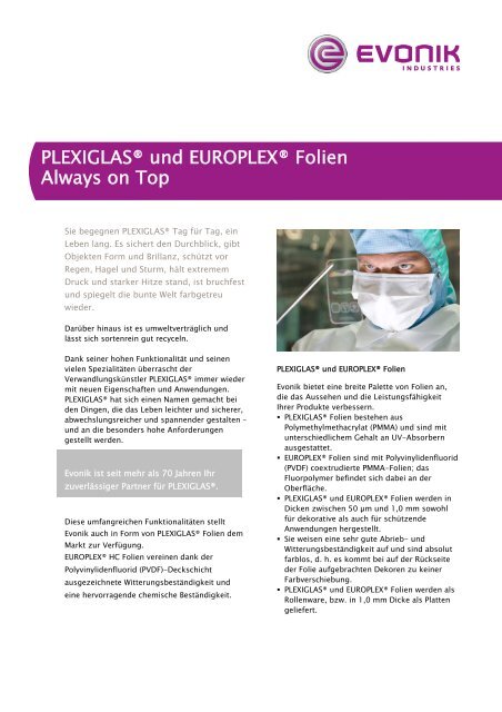 PLEXIGLAS Â® und EUROPLEX Â® Folien