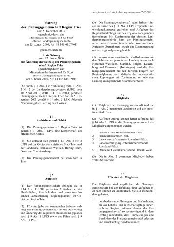 Satzung der Planungsgemeinschaft Region Trier