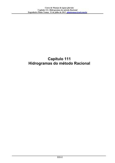 CapÃ­tulo 111 Hidrogramas do mÃ©todo Racional - Pliniotomaz.com.br