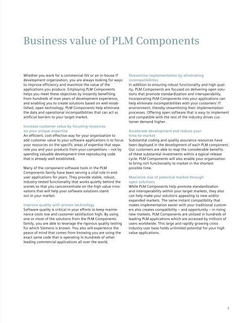 PLM Components Brochure - Siemens PLM Software