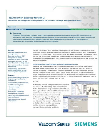 Teamcenter Express Version 2 - Siemens PLM Software