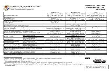 PLM University Calendar - Pamantasan ng Lungsod ng Maynila