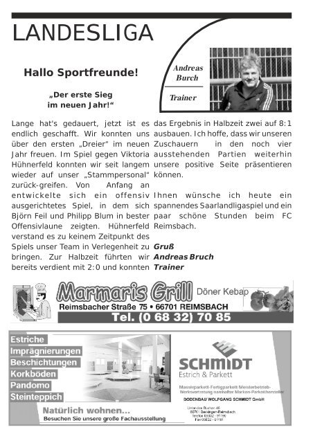 Tel (0 68 61) 7 56 83 Fax (0 68 61) - 1. FC Reimsbach
