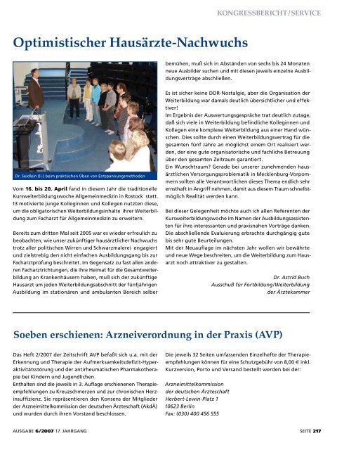 Ärzteblatt Juni 2007 - Ärztekammer Mecklenburg-Vorpommern