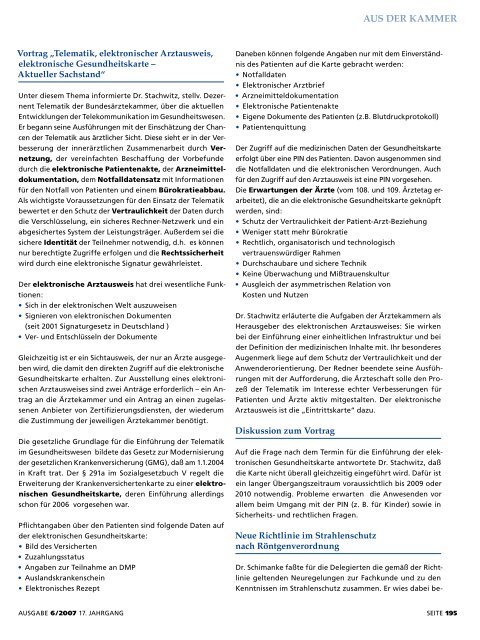 Ärzteblatt Juni 2007 - Ärztekammer Mecklenburg-Vorpommern