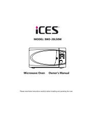 MODEL: IMO-20L50W Microwave Oven Owner's ... - Ices Electronics