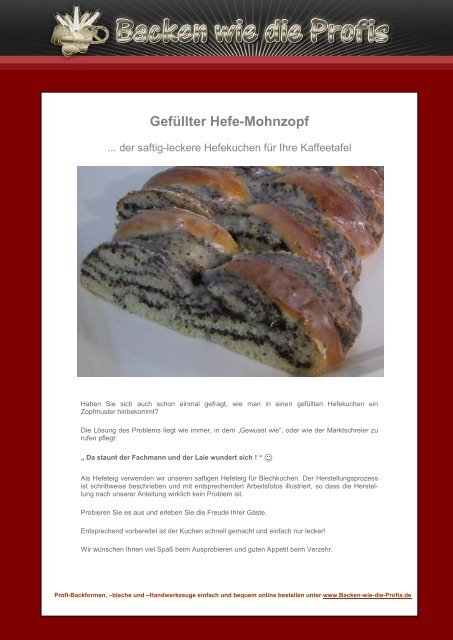 GefÃ¼llter Hefe-Mohnzopf - Backen wie die Profis