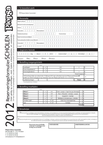 Reservatieformulier Plopsa Indoor Coevorden
