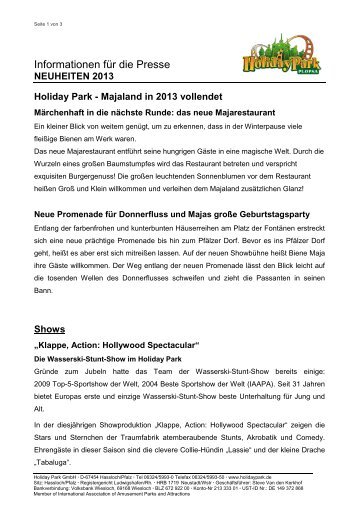 Holiday Park 2013 - Neuheiten - Plopsa