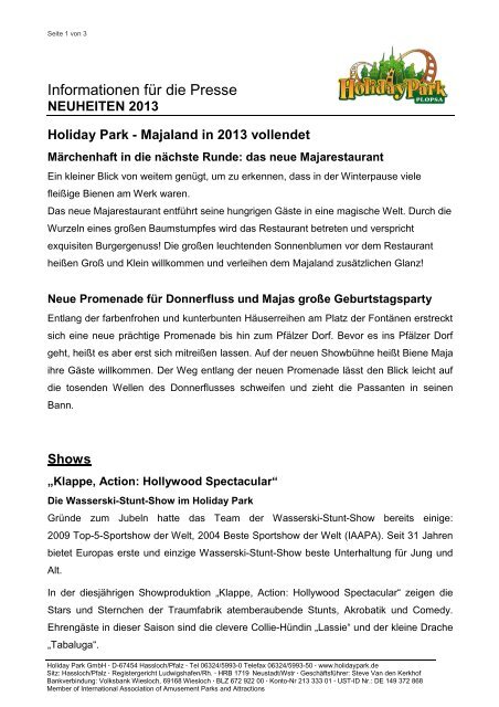 Holiday Park 2013 - Neuheiten - Plopsa