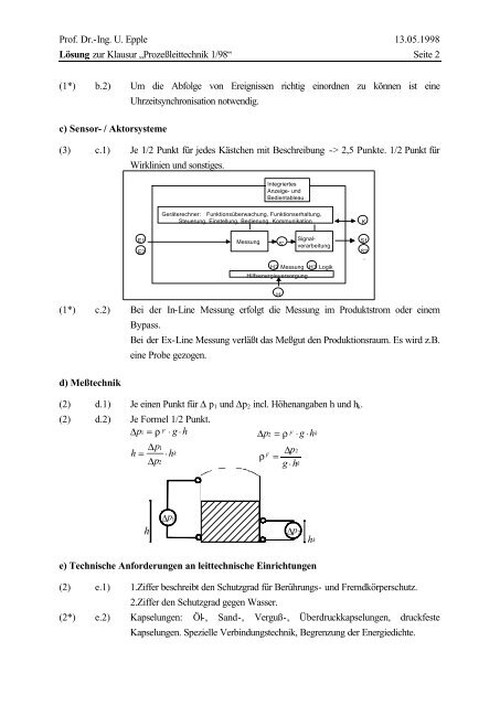 Aufgabe 1: Fragenteil zu âEinfÃ¼hrung in die ProzeÃleittechnik Iâ