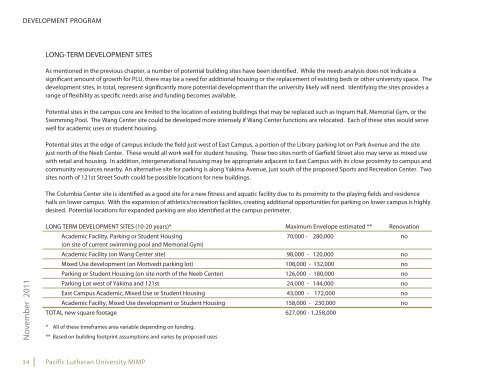 Master Plan October 2011 - Pacific Lutheran University