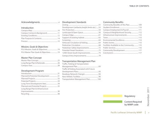 Master Plan October 2011 - Pacific Lutheran University