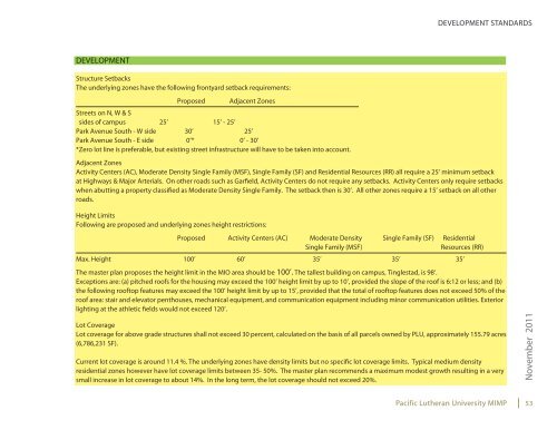 Master Plan October 2011 - Pacific Lutheran University