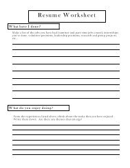 Resume Planning Worksheet