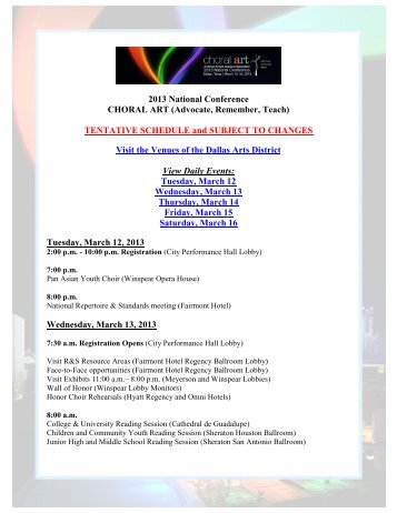 2013 ACDA National Conference Schedule of Events - Pacific ...